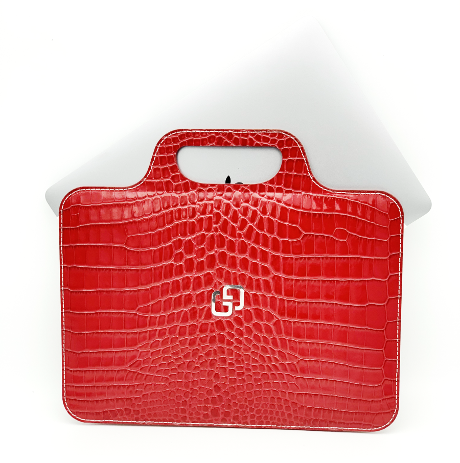 Сумка (чехол) натуральная кожа Golden Gram GG® Для MacBook Pro, Air (Red Alligator) 2020
